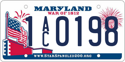 MD license plate 1AC0198