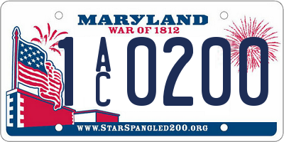 MD license plate 1AC0200