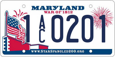 MD license plate 1AC0201