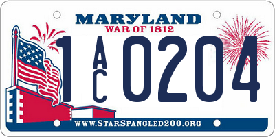 MD license plate 1AC0204