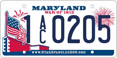 MD license plate 1AC0205