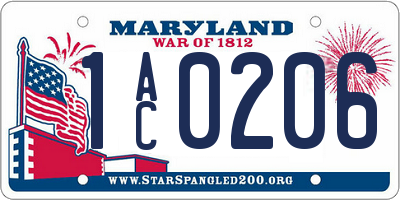 MD license plate 1AC0206