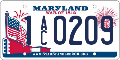 MD license plate 1AC0209