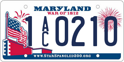 MD license plate 1AC0210