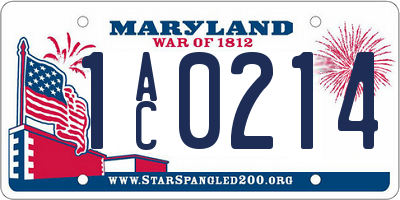 MD license plate 1AC0214