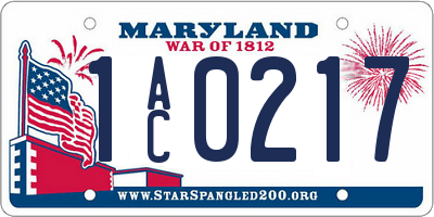 MD license plate 1AC0217
