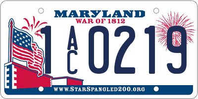 MD license plate 1AC0219