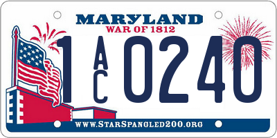MD license plate 1AC0240