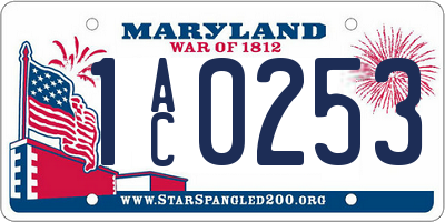 MD license plate 1AC0253