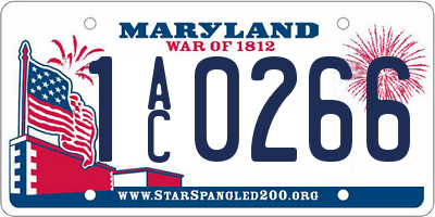 MD license plate 1AC0266
