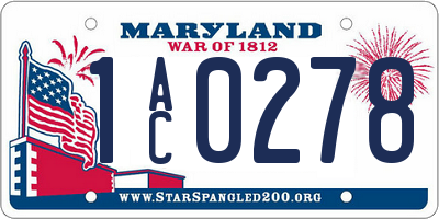 MD license plate 1AC0278