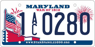 MD license plate 1AC0280