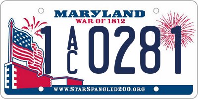 MD license plate 1AC0281