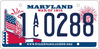 MD license plate 1AC0288