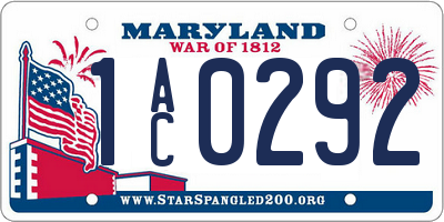 MD license plate 1AC0292