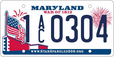 MD license plate 1AC0304