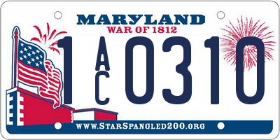 MD license plate 1AC0310