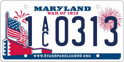 MD license plate 1AC0313