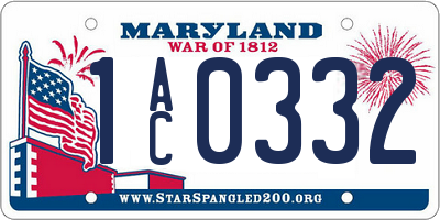 MD license plate 1AC0332