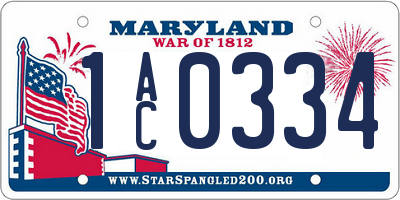 MD license plate 1AC0334