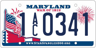 MD license plate 1AC0341