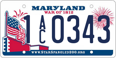 MD license plate 1AC0343