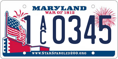 MD license plate 1AC0345