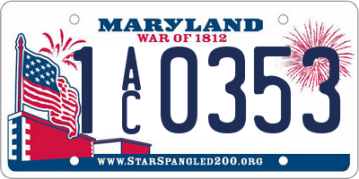 MD license plate 1AC0353