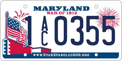 MD license plate 1AC0355