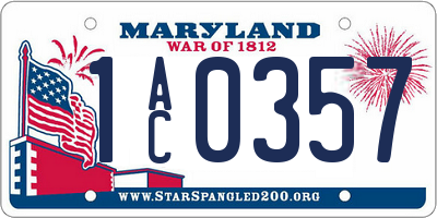 MD license plate 1AC0357