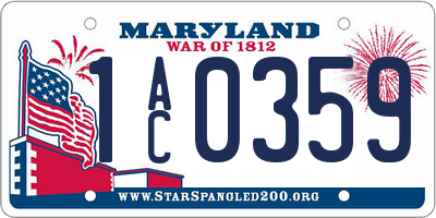 MD license plate 1AC0359