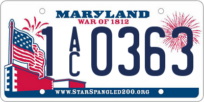 MD license plate 1AC0363