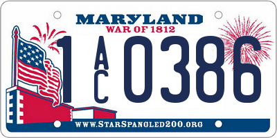 MD license plate 1AC0386