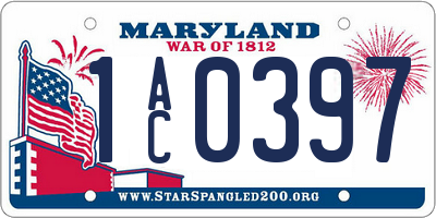 MD license plate 1AC0397