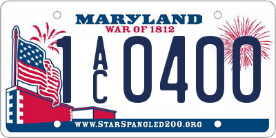 MD license plate 1AC0400
