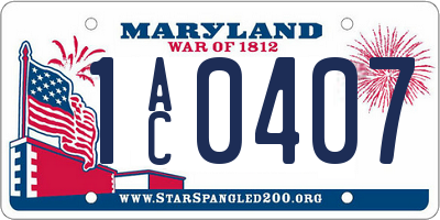 MD license plate 1AC0407