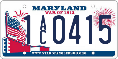 MD license plate 1AC0415