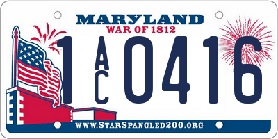 MD license plate 1AC0416