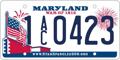 MD license plate 1AC0423