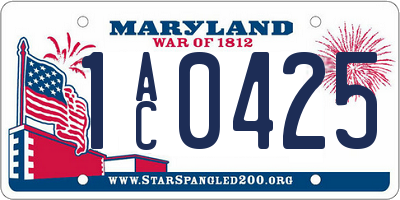MD license plate 1AC0425