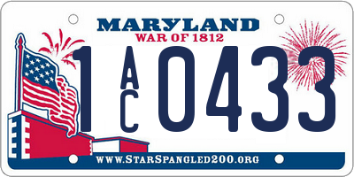 MD license plate 1AC0433