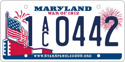 MD license plate 1AC0442