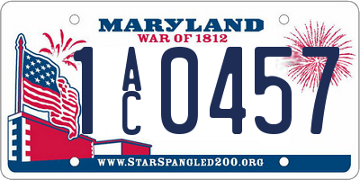 MD license plate 1AC0457