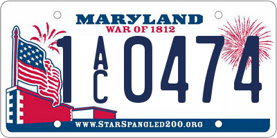 MD license plate 1AC0474