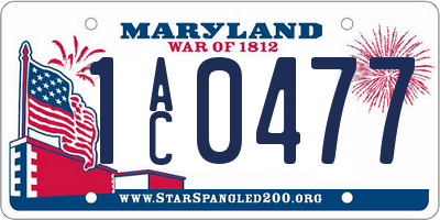 MD license plate 1AC0477