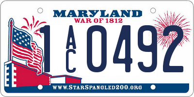 MD license plate 1AC0492