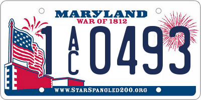 MD license plate 1AC0493