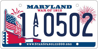 MD license plate 1AC0502