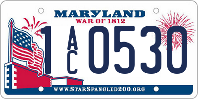 MD license plate 1AC0530