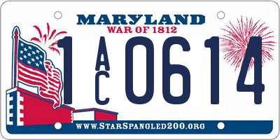 MD license plate 1AC0614